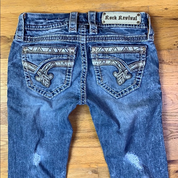 ROCK REVIVAL KERRY SKINNY RIPPED DISTRESSED JEANS - Picture 2 of 11